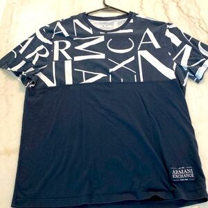 Men’s Armani Exchange Blue Graphic T-Shirt Size Large Athletic Fit